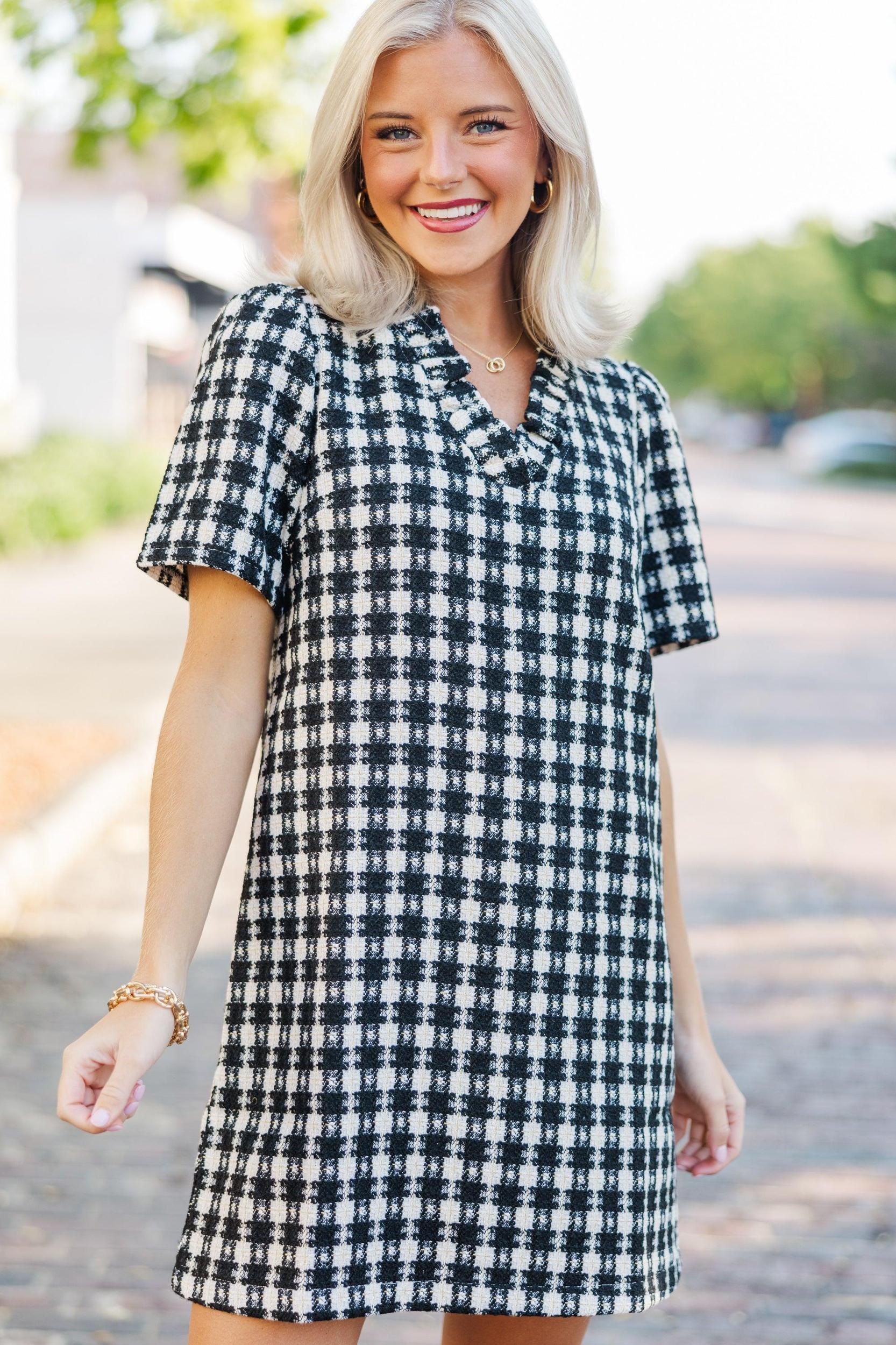 Get What You Need White & Black Tweed Dress Female Product Image