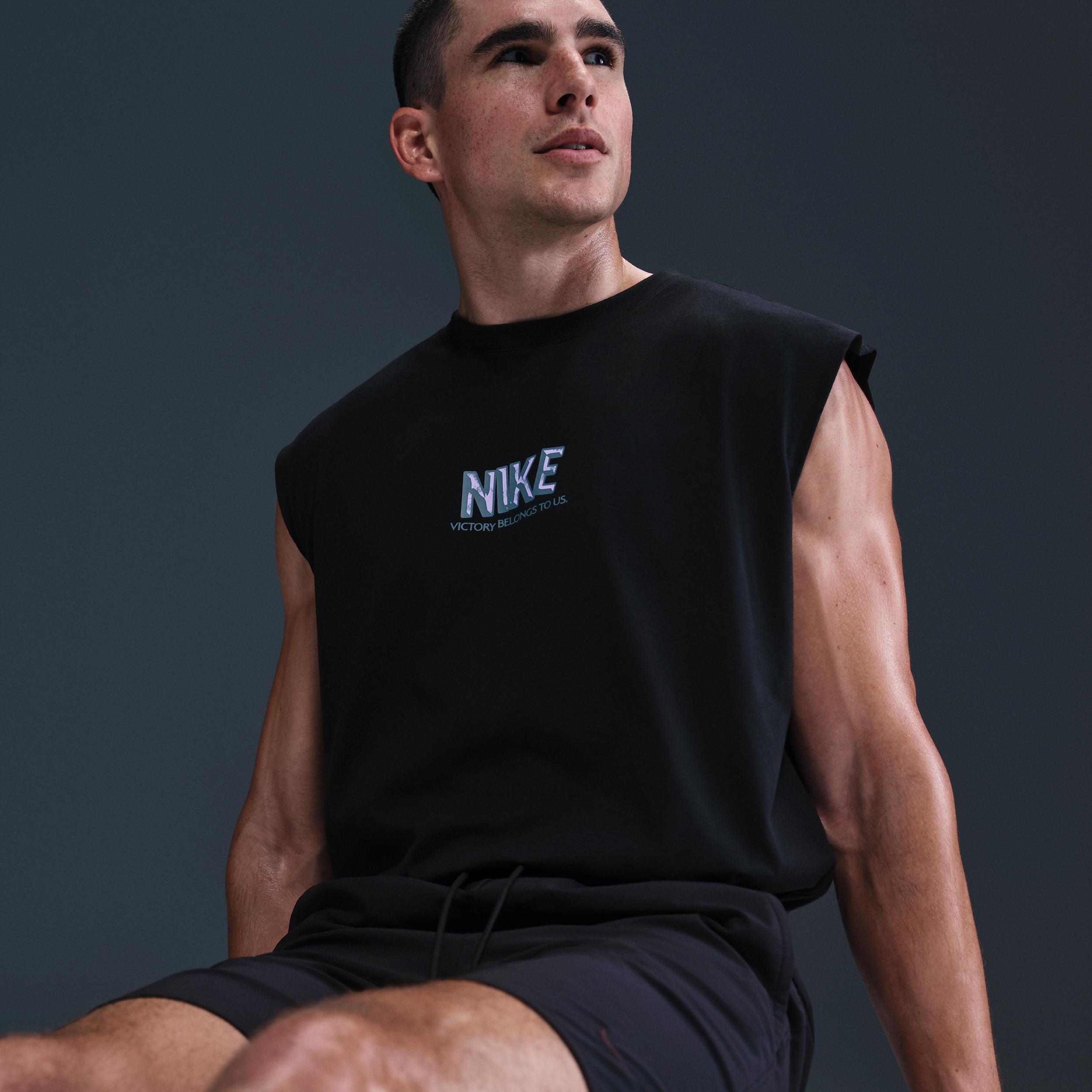 Nike Men's Victory Fitness Tank Top in Black/Black Size Large 100% Cotton Product Image
