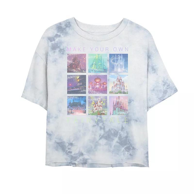 Juniors' Disney Castles Make Your Own Fairytale Bombard Wash Crop Graphic Tee, Women's, Size: XL, White Blue Product Image