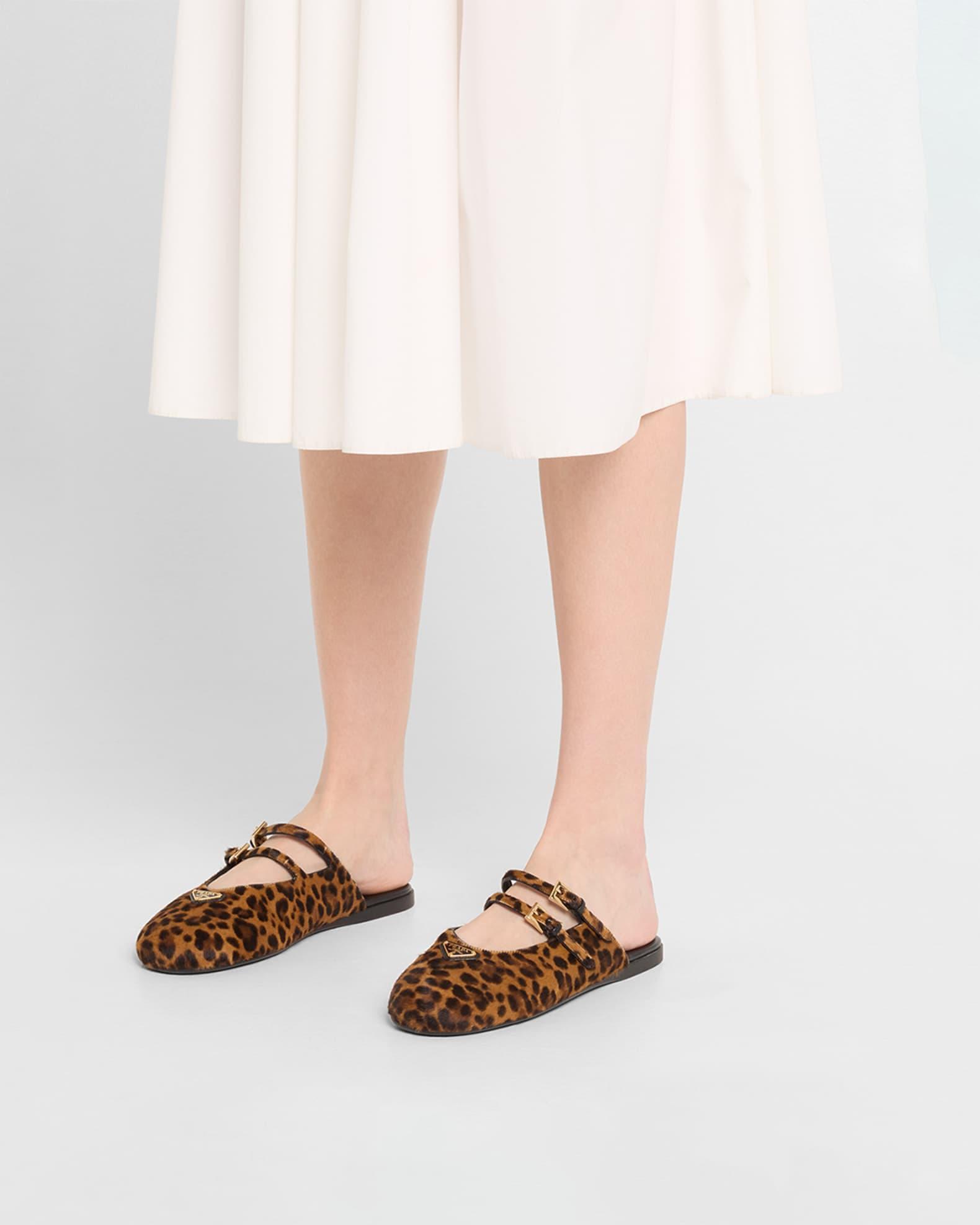 Leopard-Print Pony Hair Dual Mary Jane Ballerina Mules Product Image