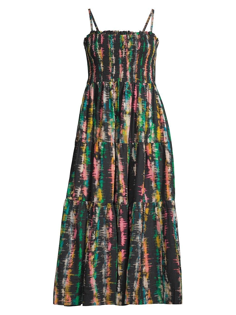 Womens Kristen Smocked Cotton-Blend Midi-Dress Product Image