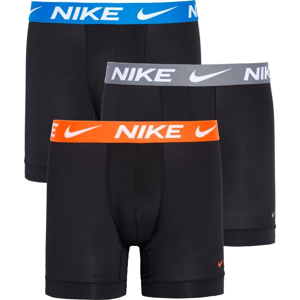 Men's Nike Dri-FIT Essential 3-pack Microfiber Boxer Briefs, Size: XXL, Nike Logo Grey Black Product Image