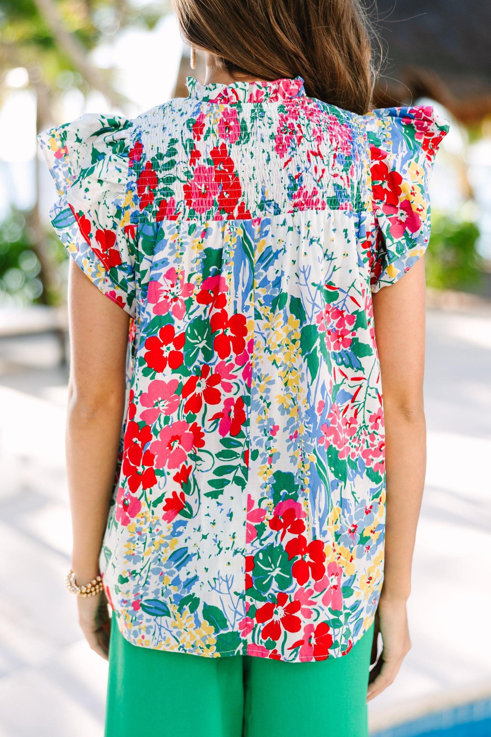 Live Out Loud Off White Floral Blouse Female Product Image