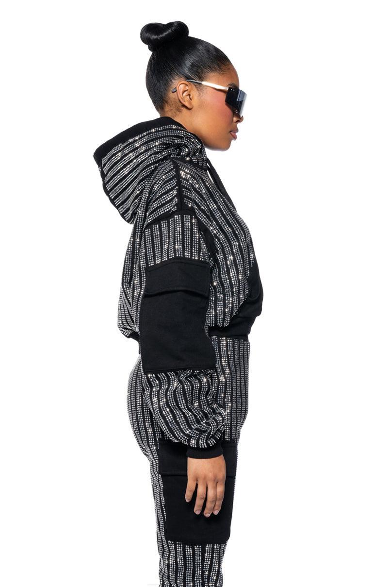 MELINA EMBELLISHED HOODED SWEATSHIRT Product Image