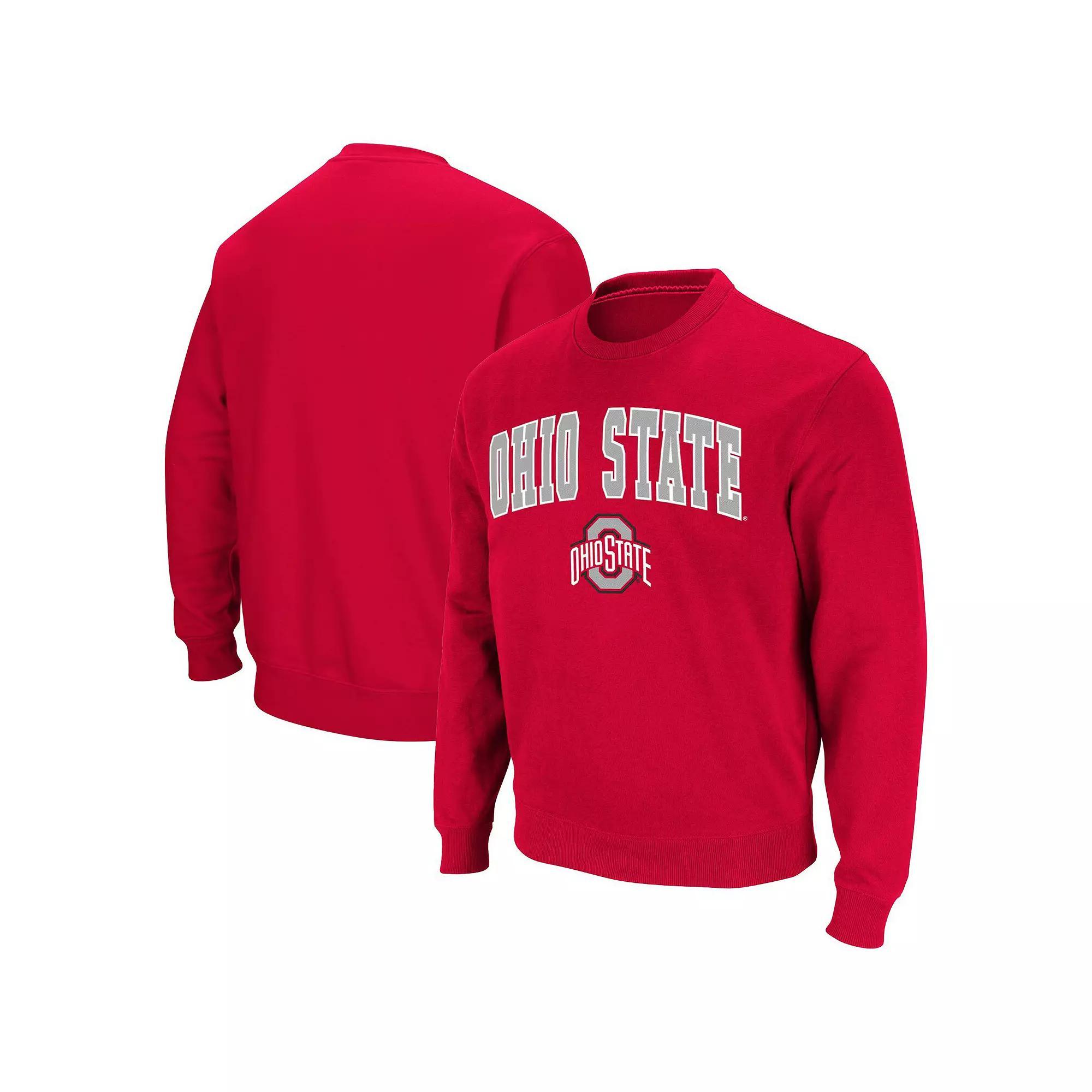 Men's Colosseum Scarlet Ohio State Buckeyes Team Arch & Logo Tackle Twill Pullover Sweatshirt, Size: Large, Red Product Image