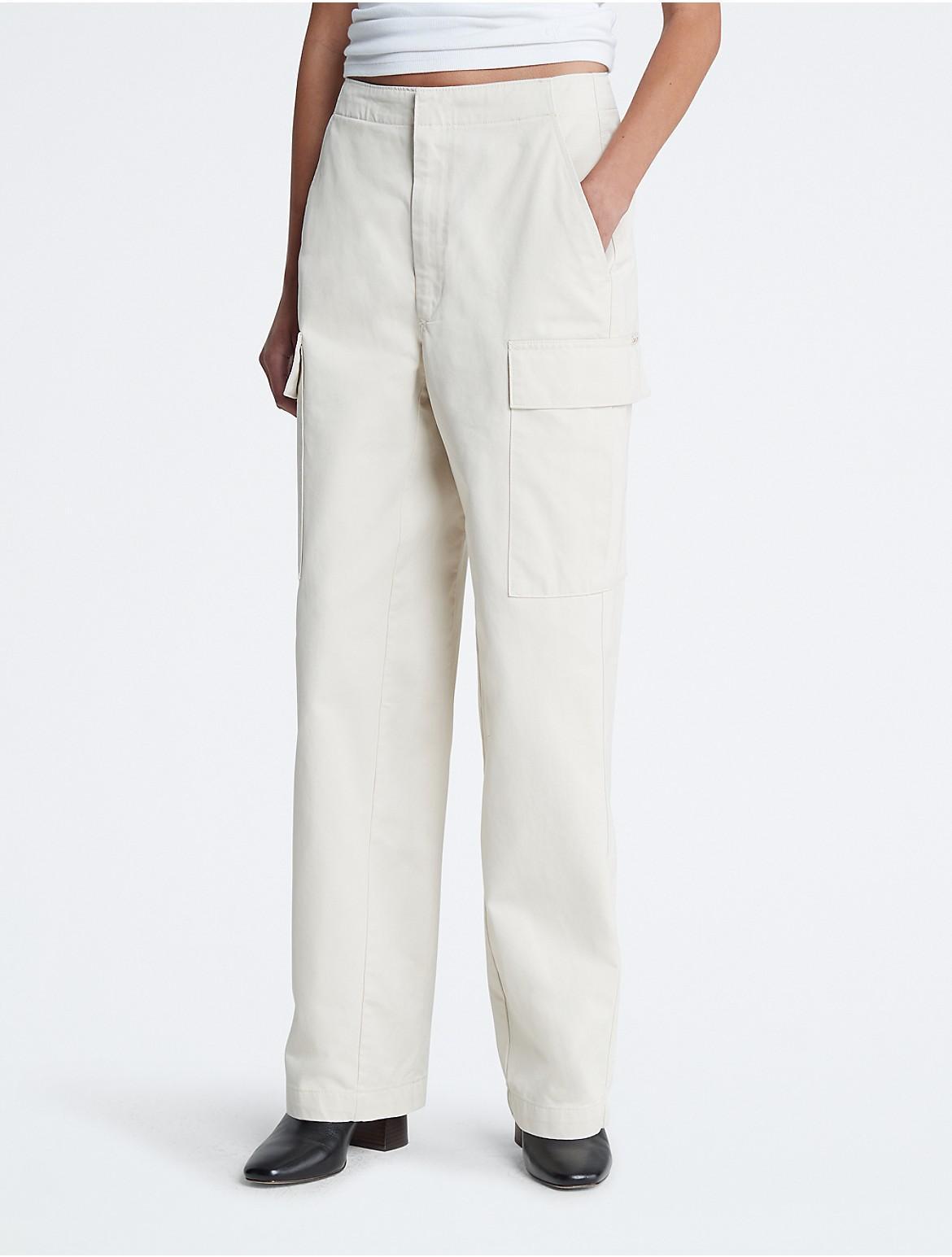 Calvin Klein Womens Wide Leg Cargo Pants - Green - 27 Product Image