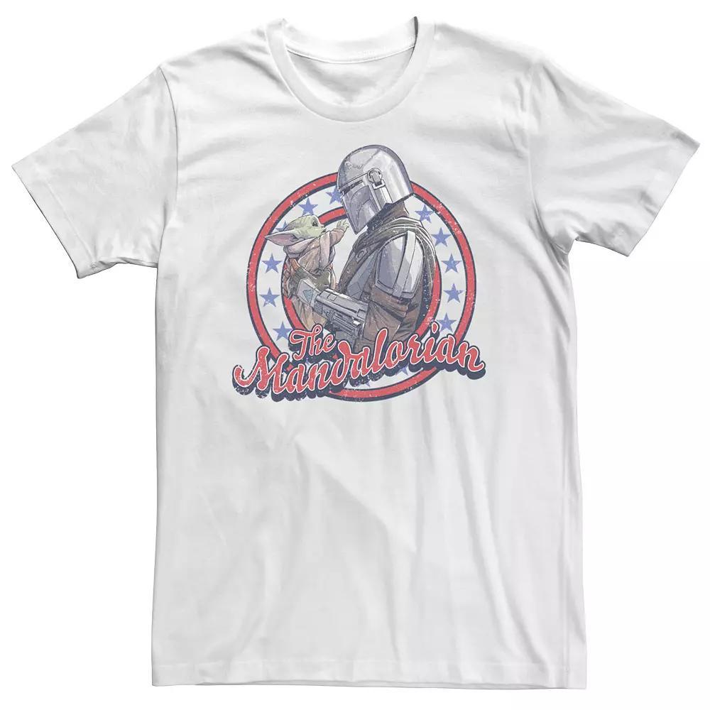 Big & Tall Star Wars: The Mandalorian Fourth Of July Mando & Grogu Tee, Men's, Size: 3XL Tall, White Product Image
