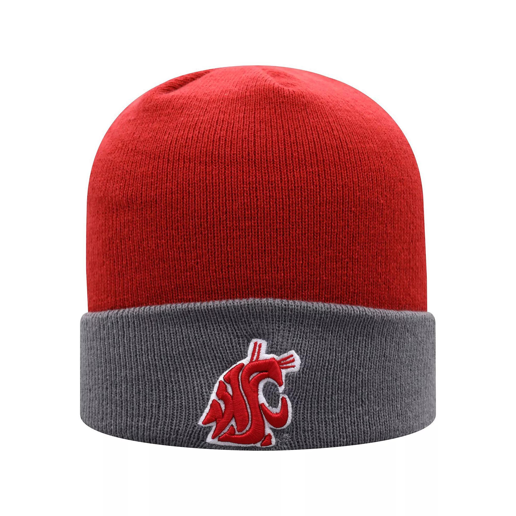 Men's Top of the World Crimson/Gray Washington State Cougars Core 2-Tone Cuffed Knit Hat, Wsc Red Product Image