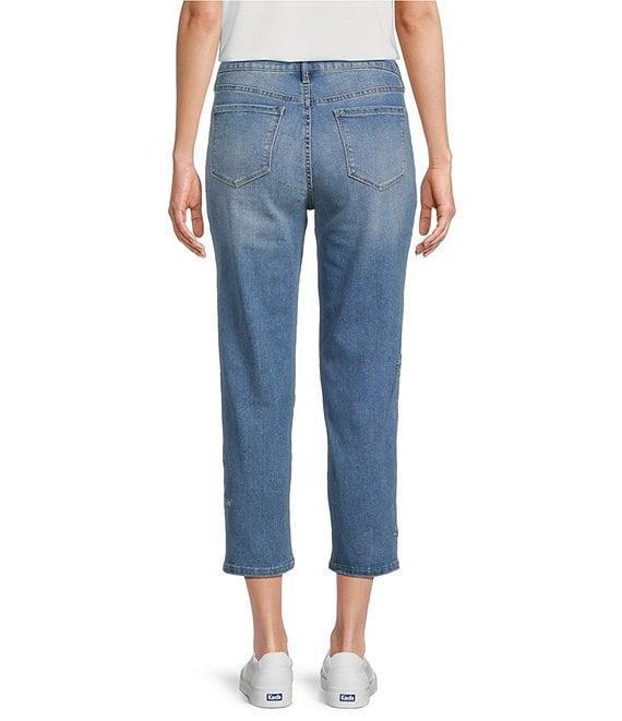 Code Bleu Chelsea Floral Embroidered High Rise Straight Leg Capri Jean Product Image