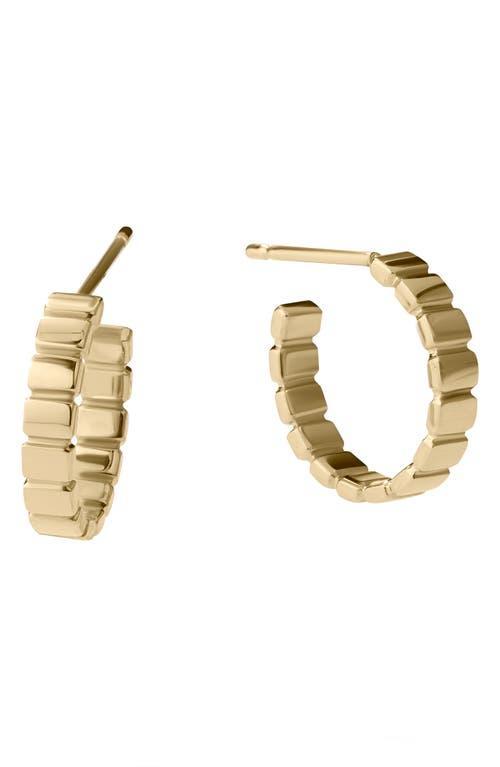 Womens 14K Yellow Gold Skinny Tag Huggie Hoop Earrings Product Image