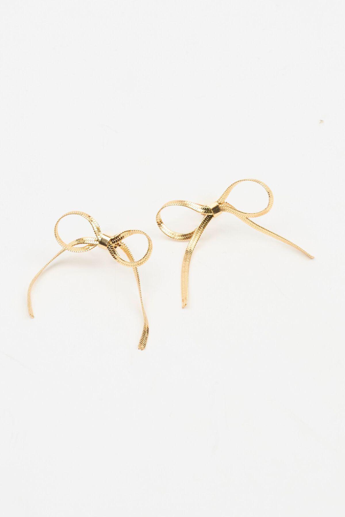 Snake Chain Bow Earrings Product Image
