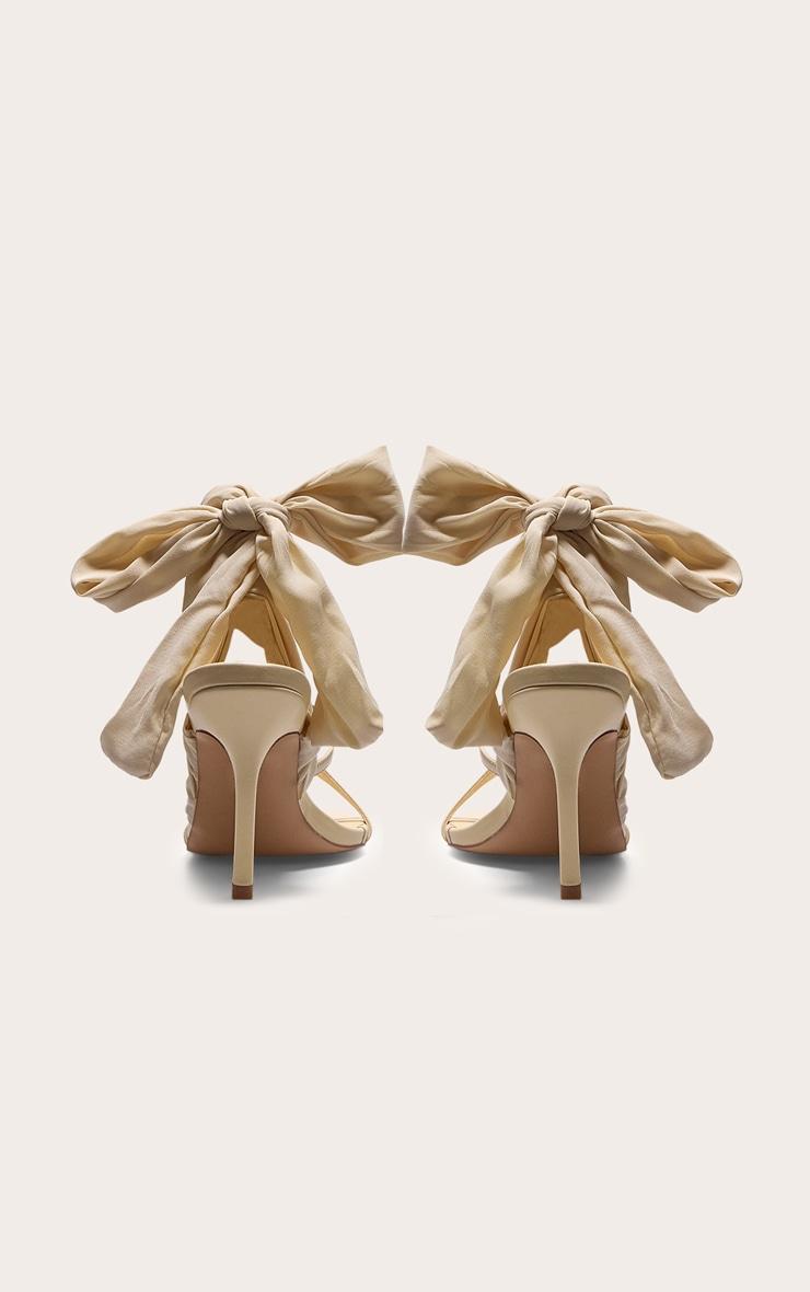 Lemon Satin Round Toe Lace Up Ribbon High Heeled Sandals Product Image