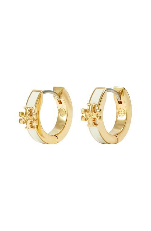 Tory Burch Kira Enamel Huggie Hoop Earrings in 18K Gold Plated Product Image