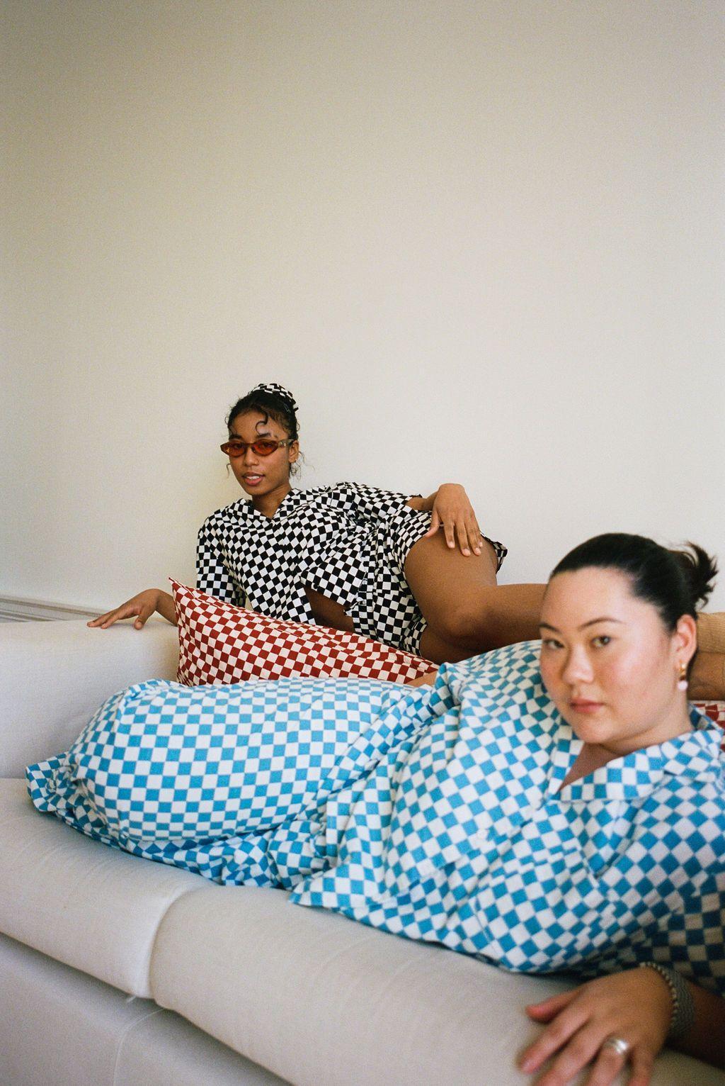 Long Lounge TOP ONLY - Aqua Check Product Image