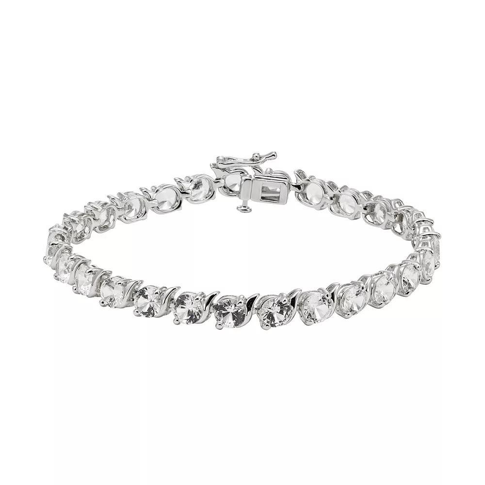 Sterling Silver Lab-Created White Sapphire Bracelet, Women's, Size: 7.5" Product Image