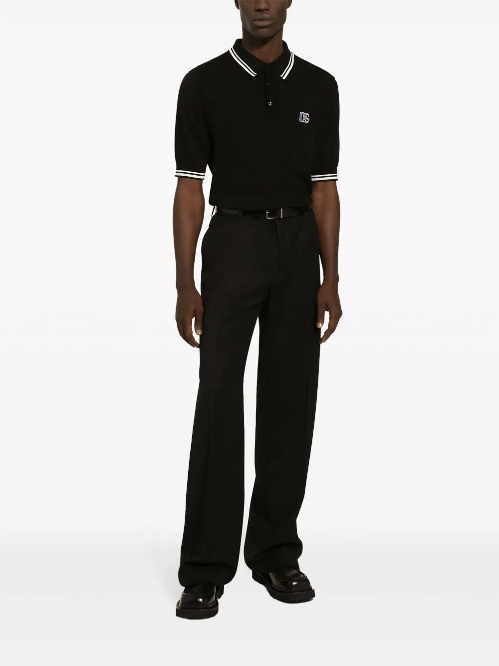 logo-embroidered stripe-detail polo shirt Product Image