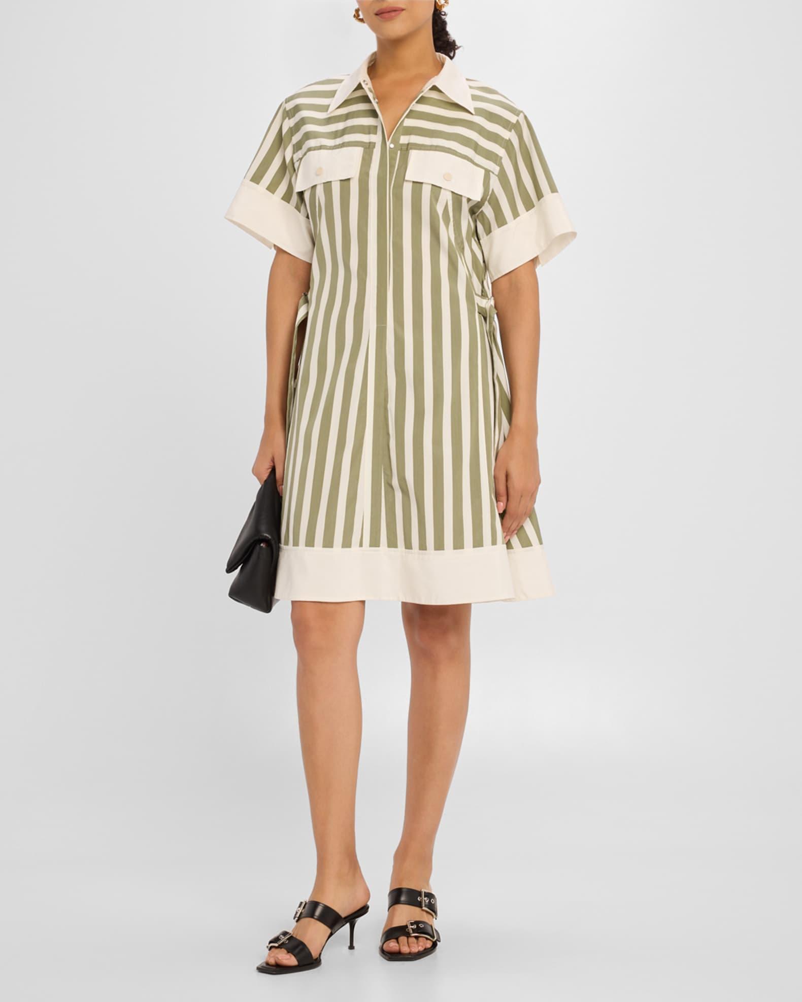 Stripe Short-Sleeve Shirt Dress Product Image