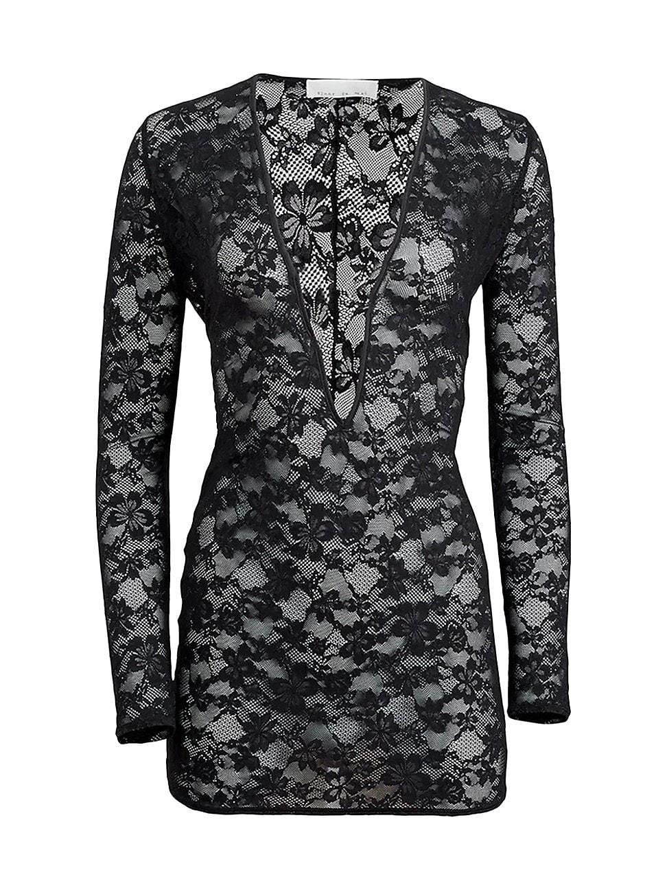 Womens Le Stretch Lace Plunging V-neck Minidress Product Image