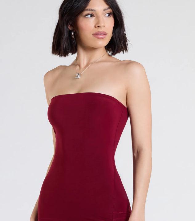 Sleek Fit Strapless High Slit Maxi Dress Product Image