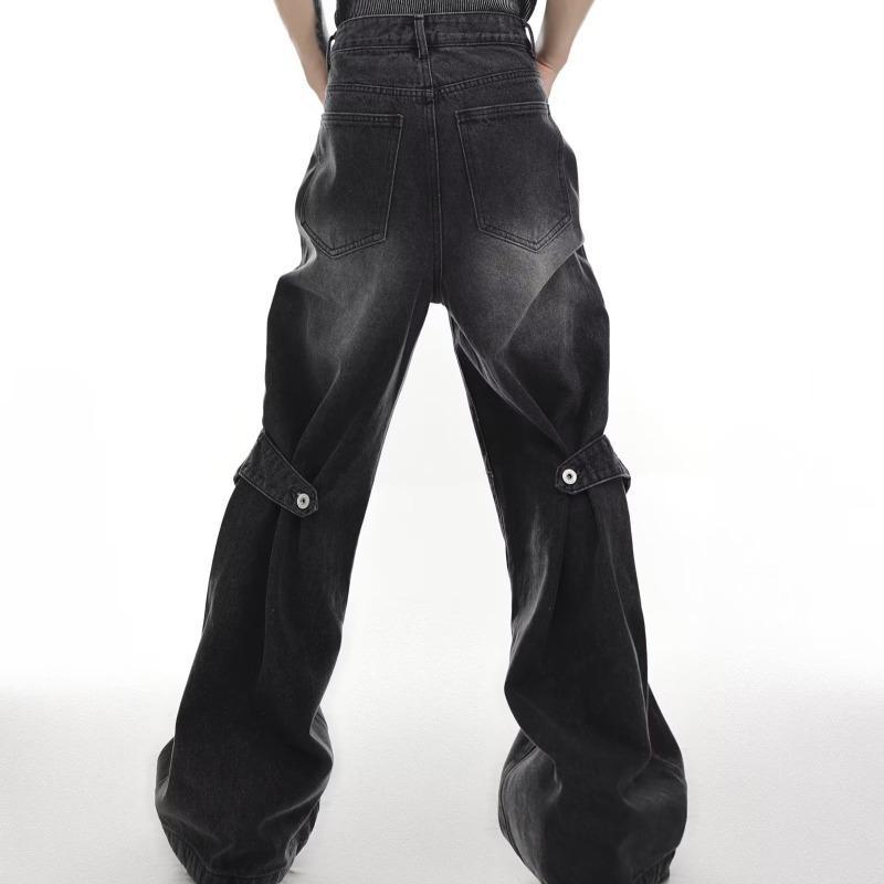 Deconstructed Paneled Flared Wide-Leg Jeans Product Image