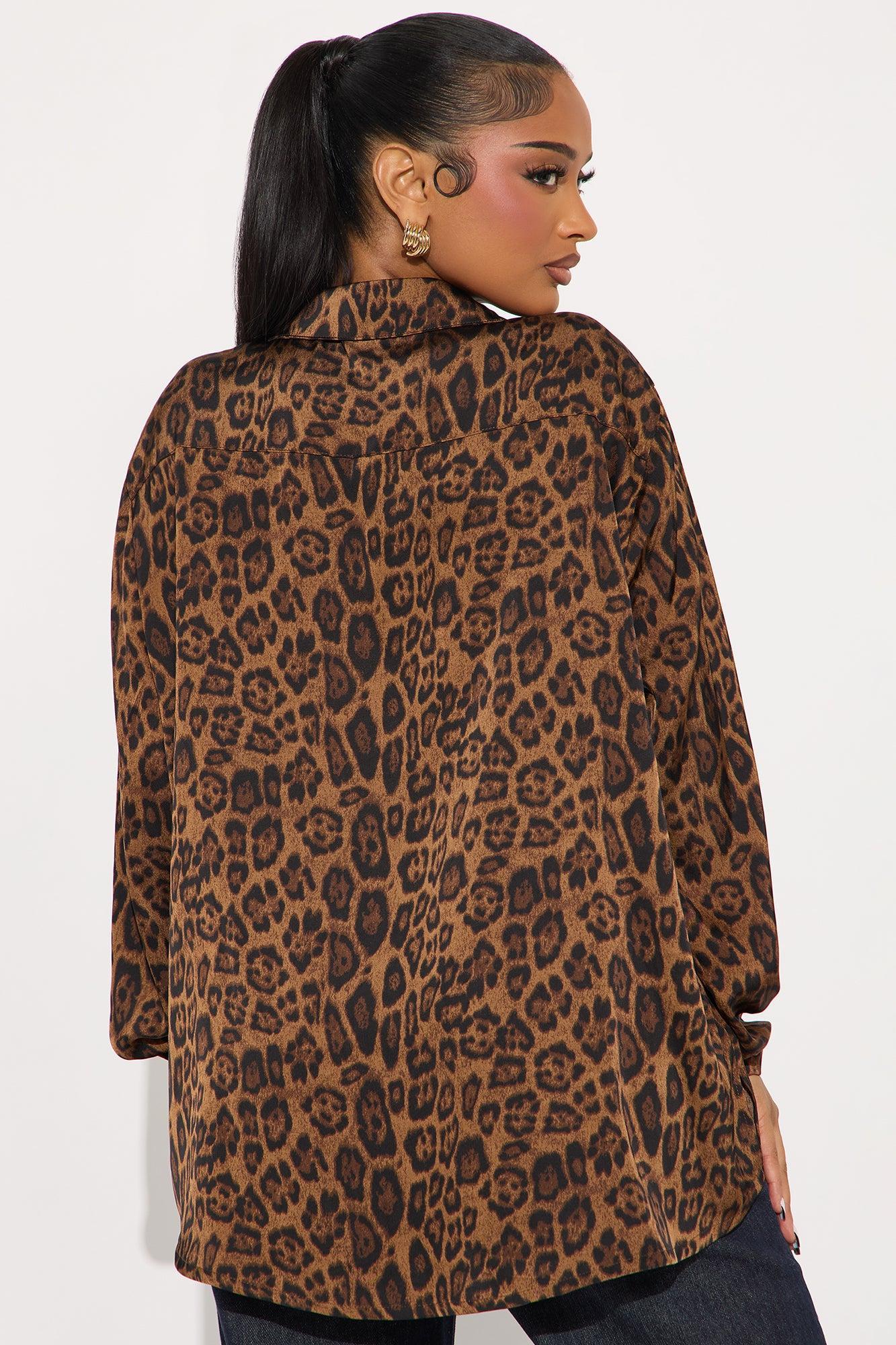 Wild Chase Leopard Satin Shirt - Brown/combo Product Image