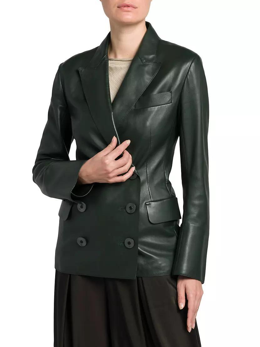 Leather Double-Breasted Blazer Product Image