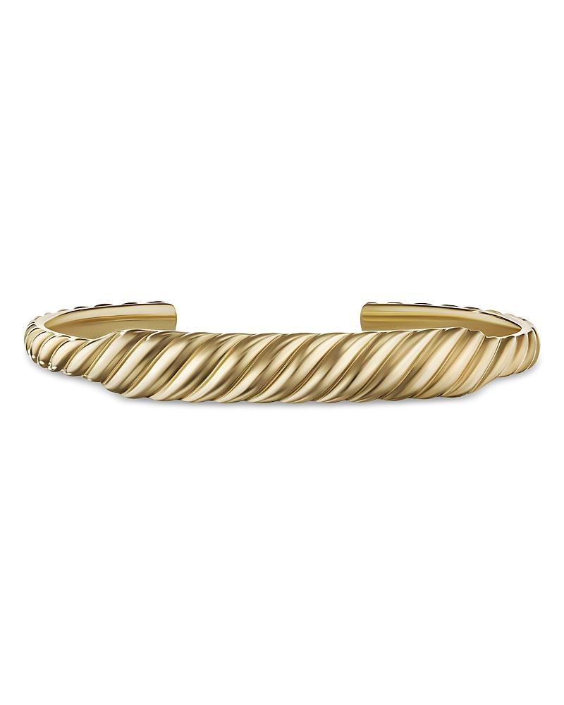 Womens Sculpted Cable Contour Cuff Bracelet in 18K Yellow Gold Product Image