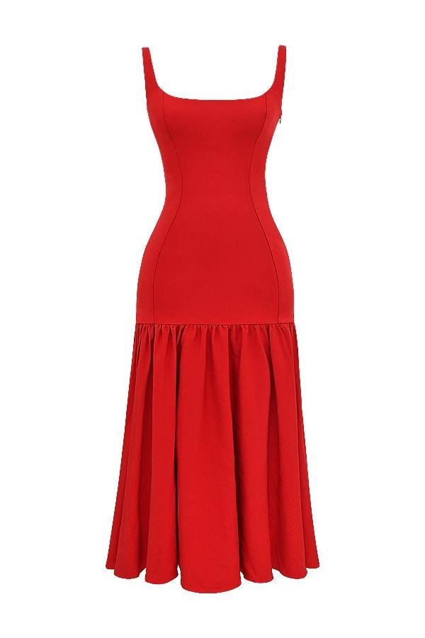 Amore Scarlet Dropped Waist Midi Dress Product Image