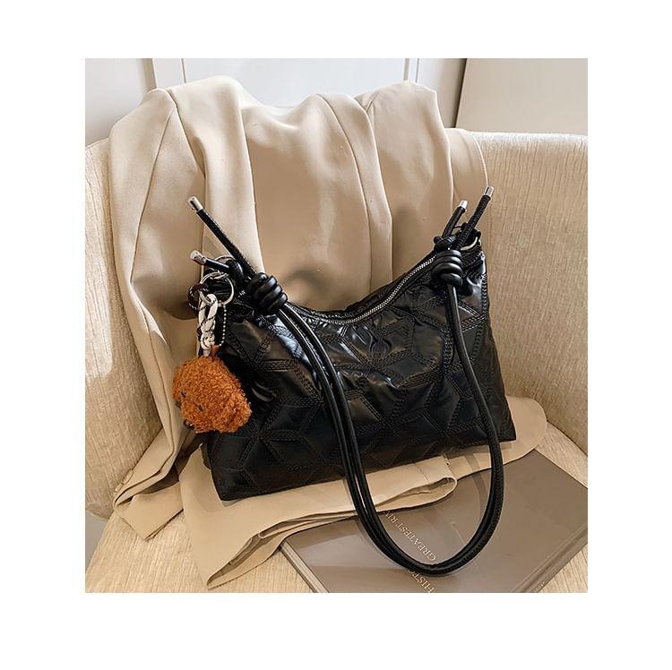 Faux Leather Plain Crossbody Bag Product Image