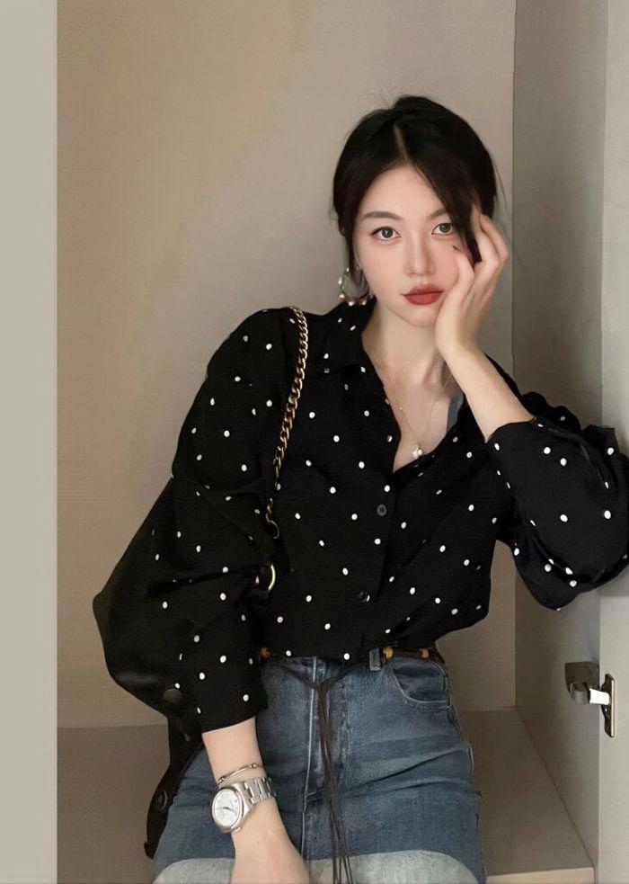 Long-Sleeve Dotted Shirt Product Image