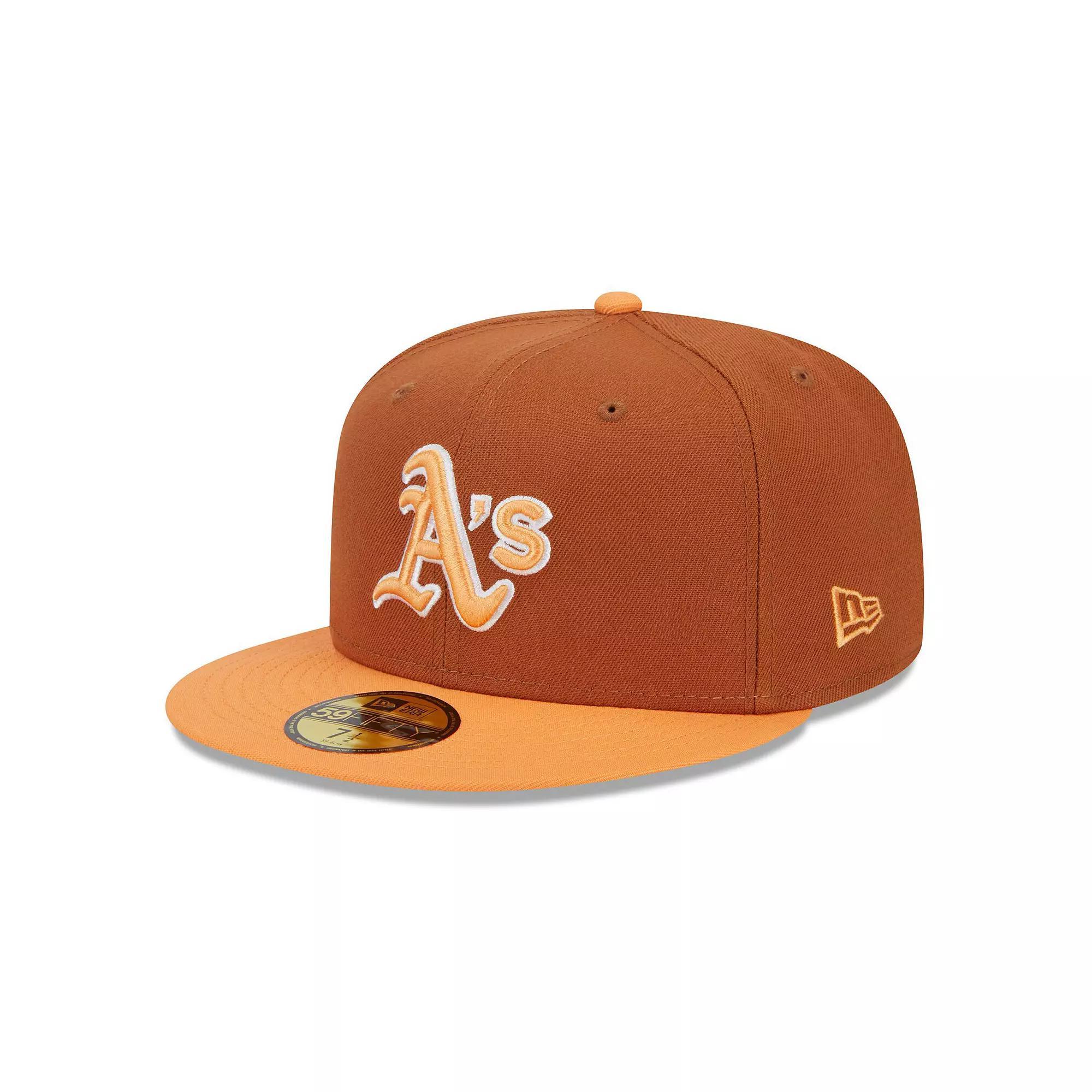 Men's New Era Brown/Orange Oakland Athletics Spring Color Basic Two-Tone 59FIFTY Fitted Hat, Size: 7 1/8 Product Image