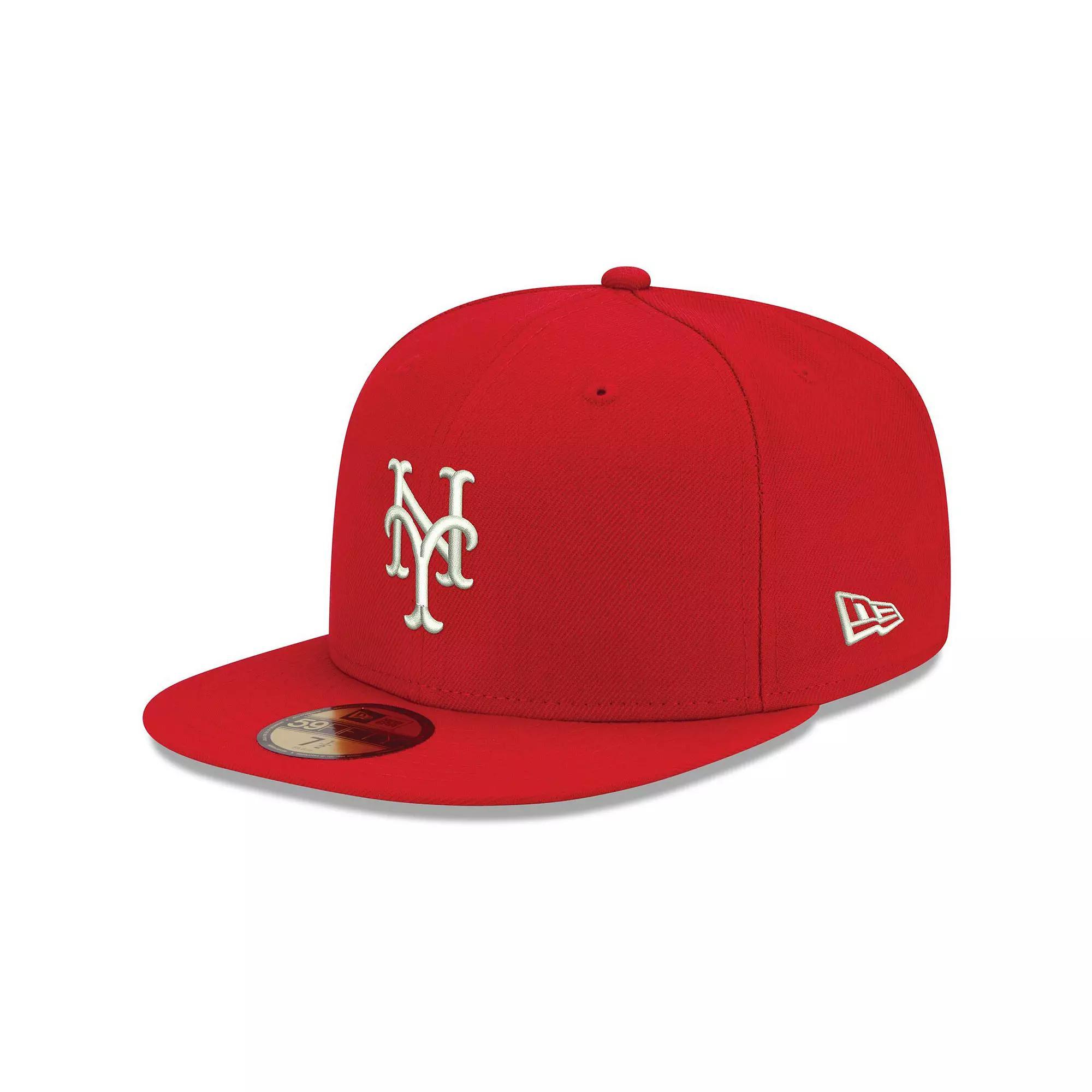 Men's New Era Red New York Mets White Logo 59FIFTY Fitted Hat, Size: 7 Product Image