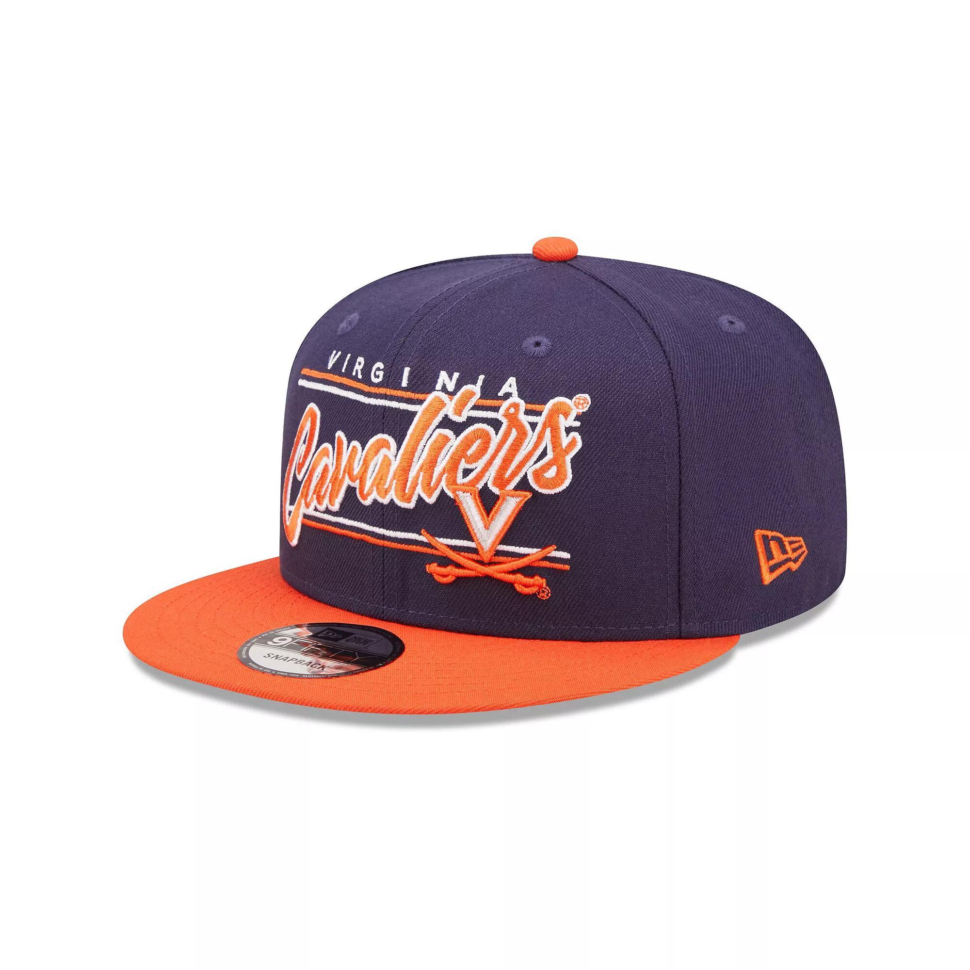 Mens New Era /Orange Virginia Cavaliers Team Script 9FIFTY Snapback Hat, Blue Product Image