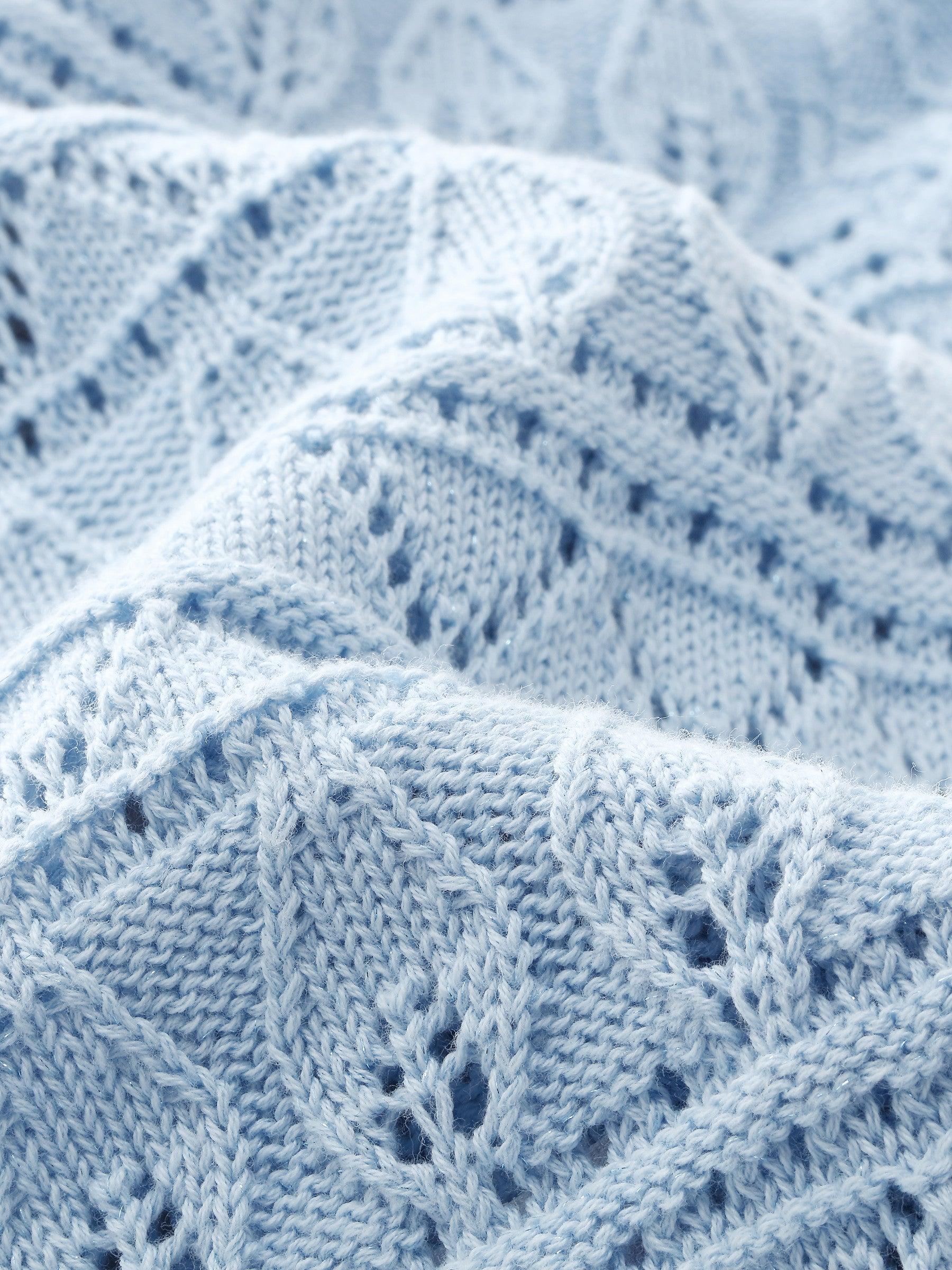 Cotton Openwork Women Round Neck Cardigan Product Image
