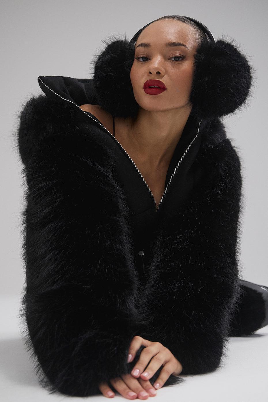 La Premiere Opulent Faux Fur Stunner Jacket - Black/Black Product Image