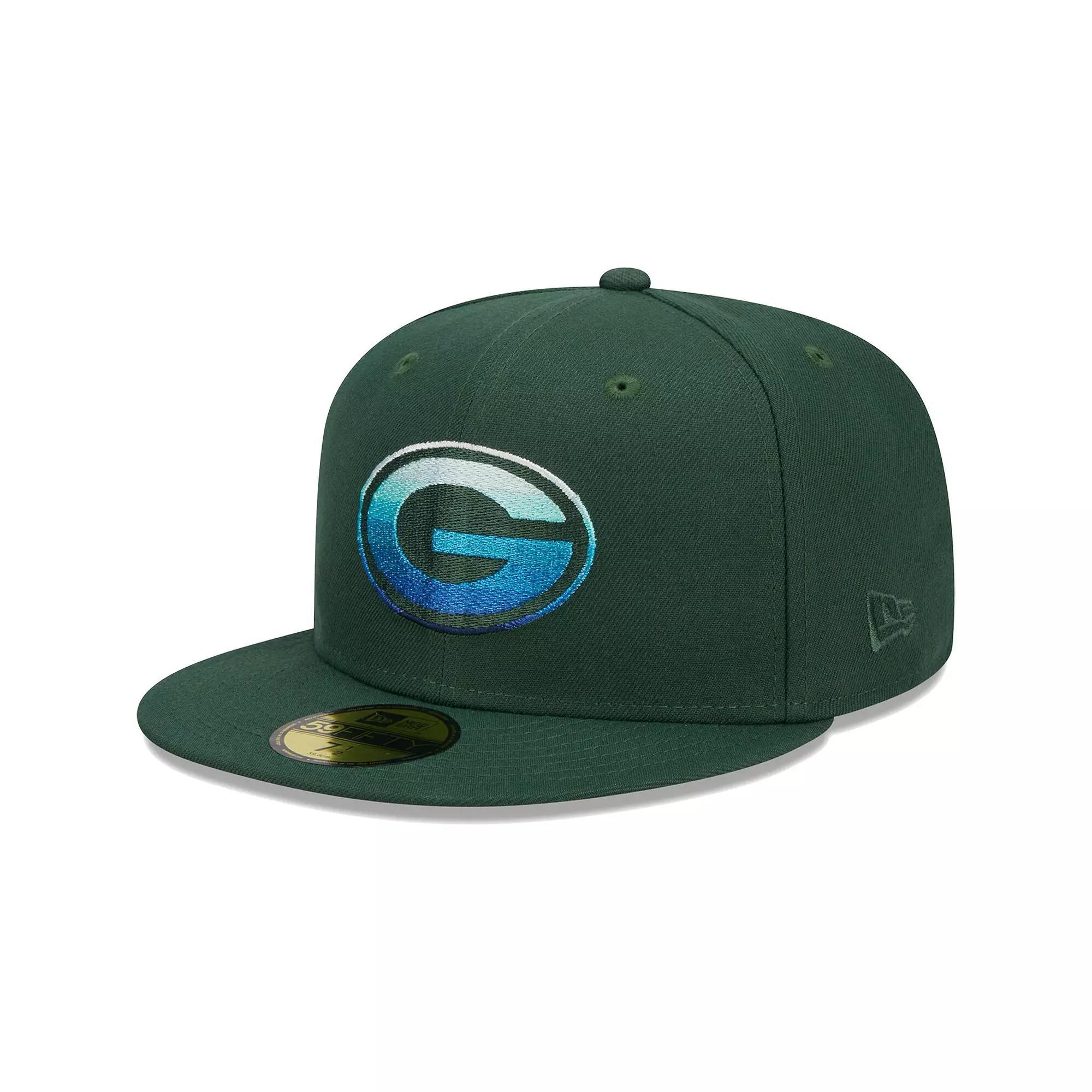 Men's New Era Green Green Bay Packers Gradient 59FIFTY Fitted Hat, Size: 7 Product Image
