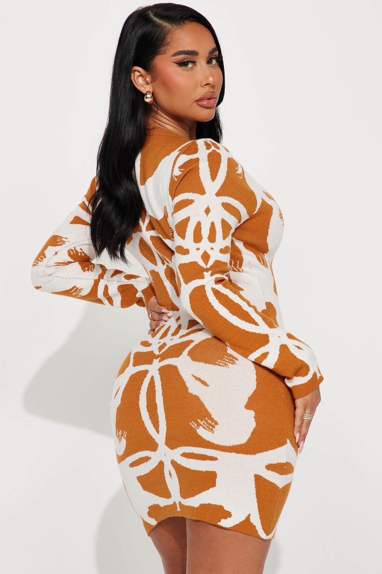 Klarissa Sweater Mini Dress - Rust Product Image