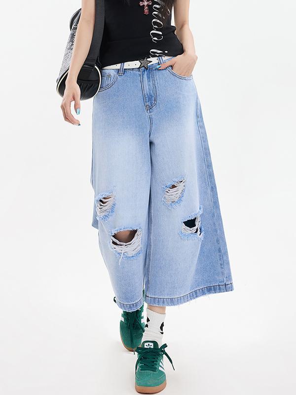 Vintage Hipster Ripped Denim Shorts Product Image