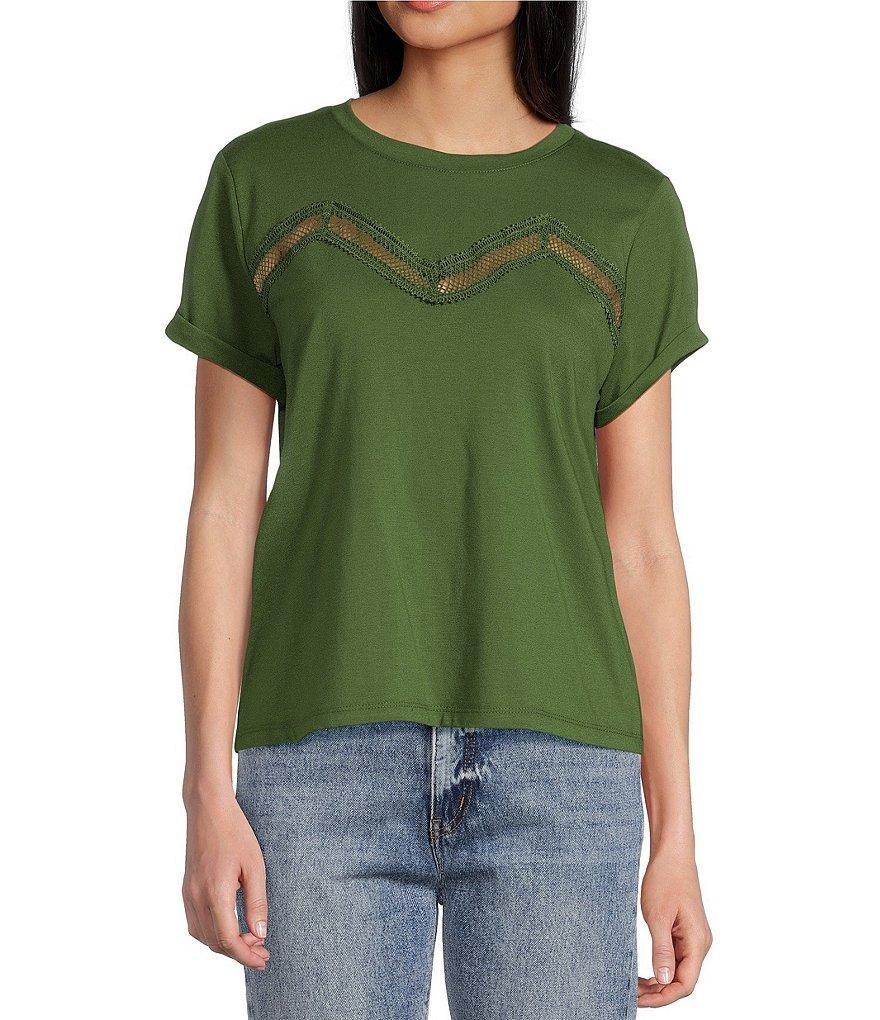 Jessica Simpson Valeriya Lace Inset Short Sleeve T-Shirt Product Image