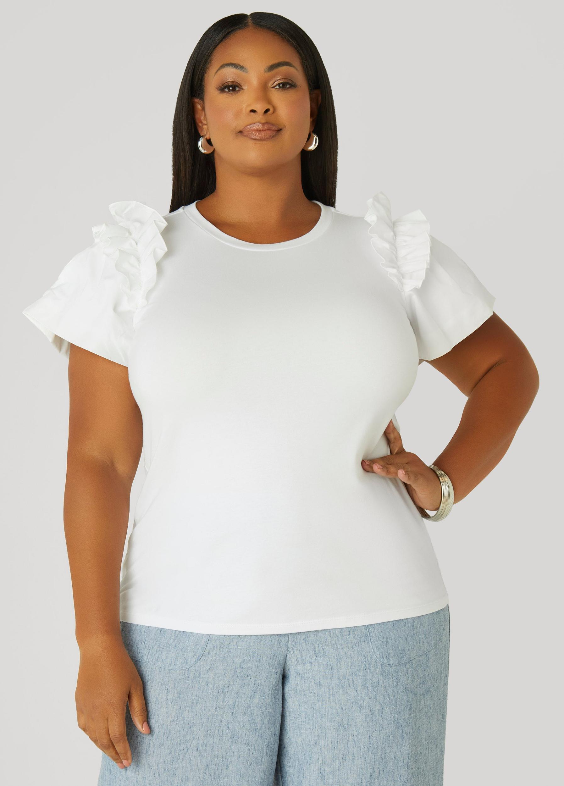 Ruffled Poplin Paneled Tee Product Image