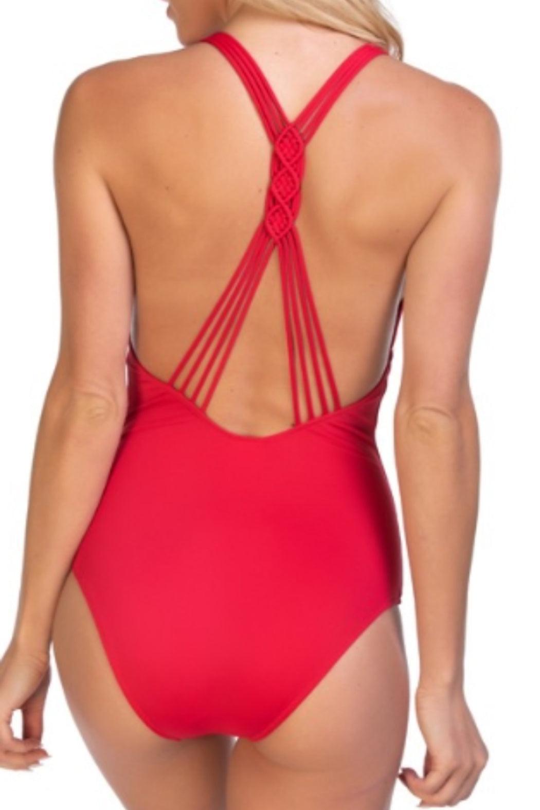 Striking Red One-Piece Swimsuit Product Image