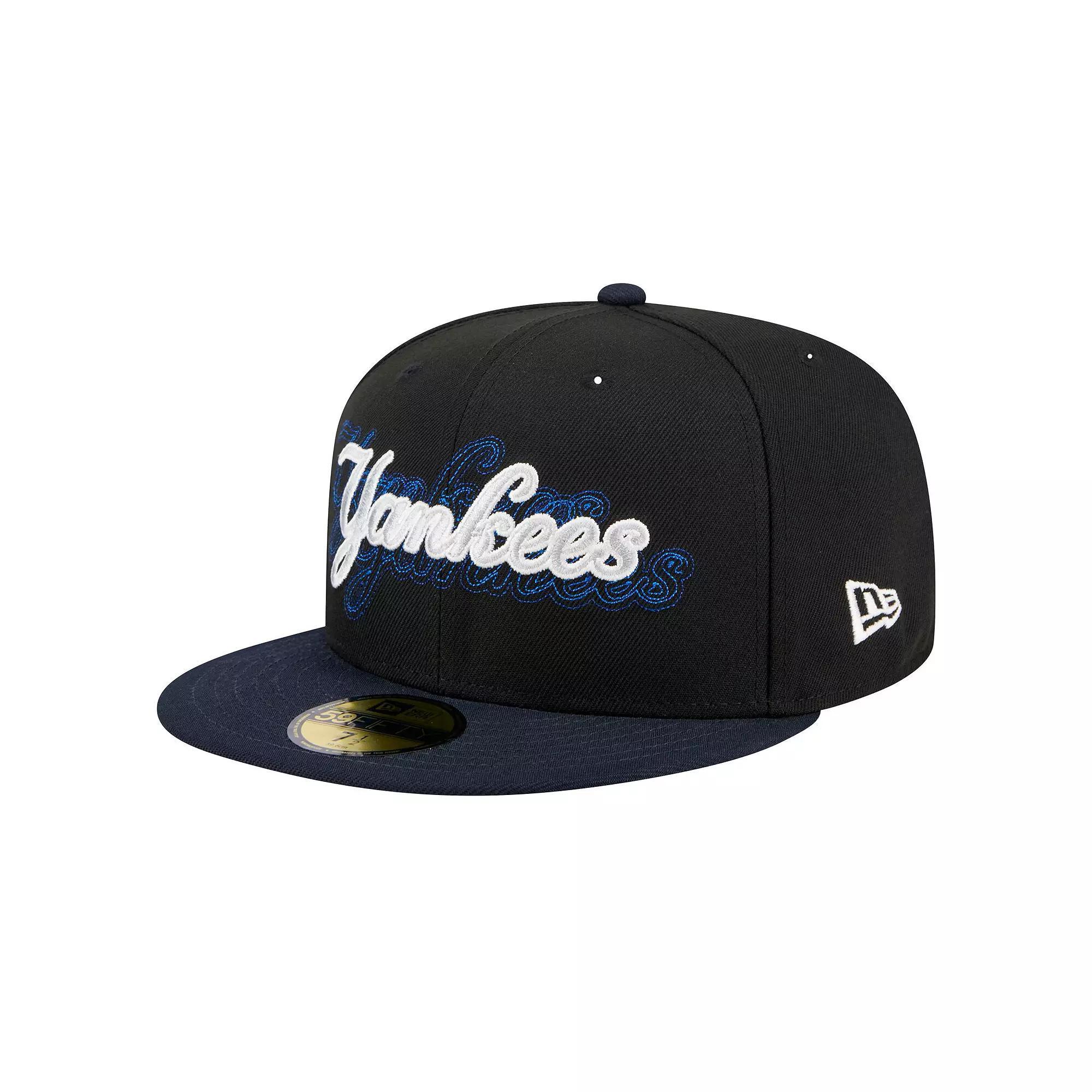 Men's New Era Black New York Yankees Shadow Stitch 59FIFTY Fitted Hat, Size: 7 5/8 Product Image