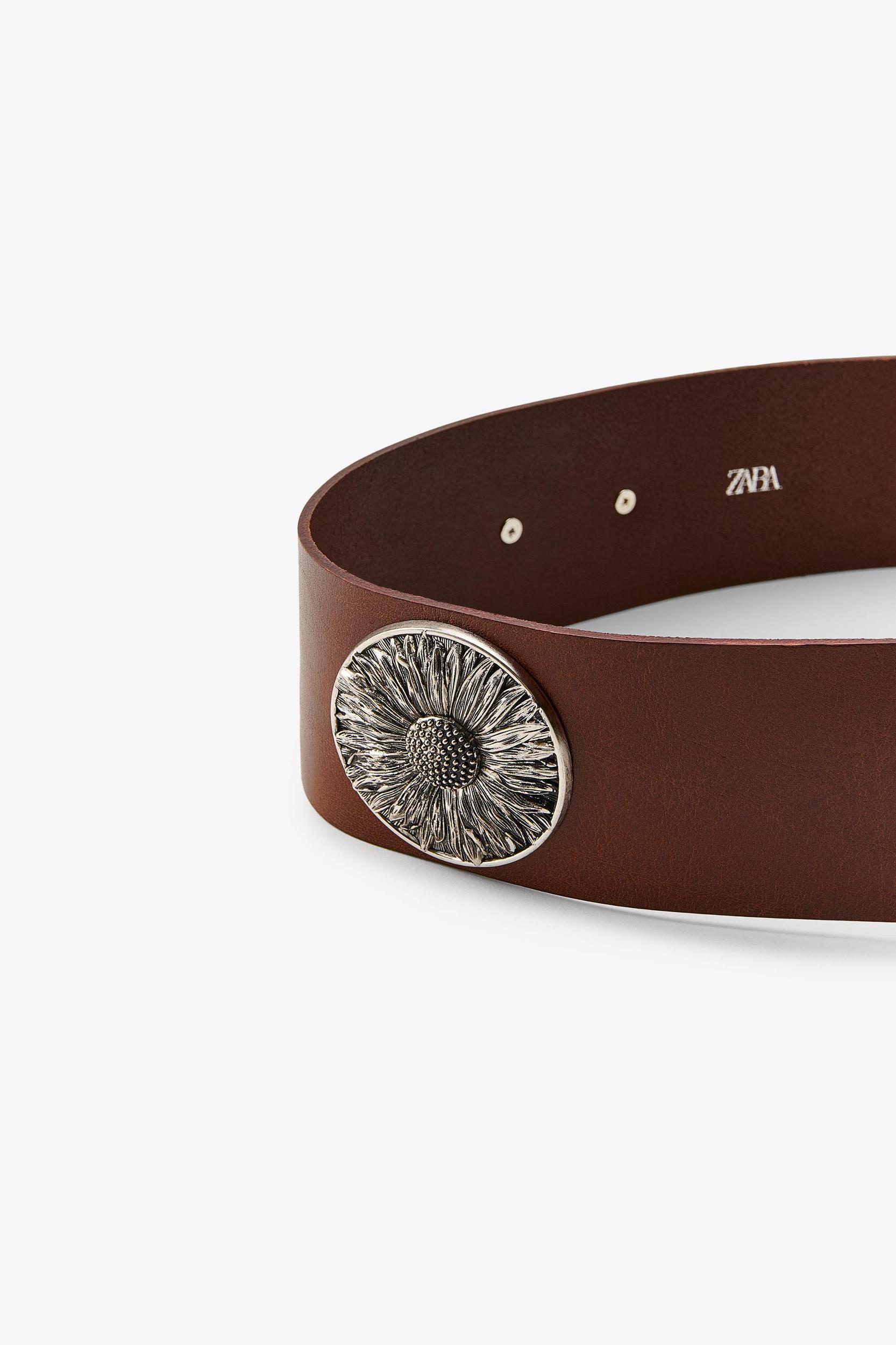 WIDE LEATHER BELT WITH FLOWERS Product Image