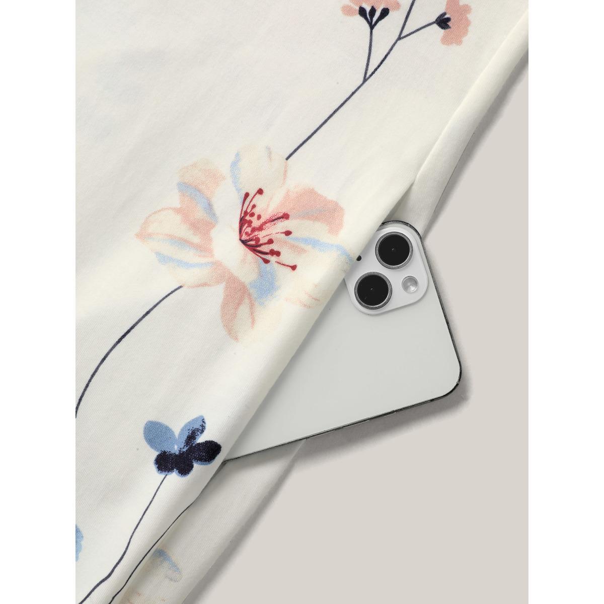 Plus Size WhiteSmoke Stretchy Lined Floral Print Cami Jumpsuit Women Sleeveless V-neck Everyday-Casual Loose Jumpsuits BloomChic 26/4X Product Image