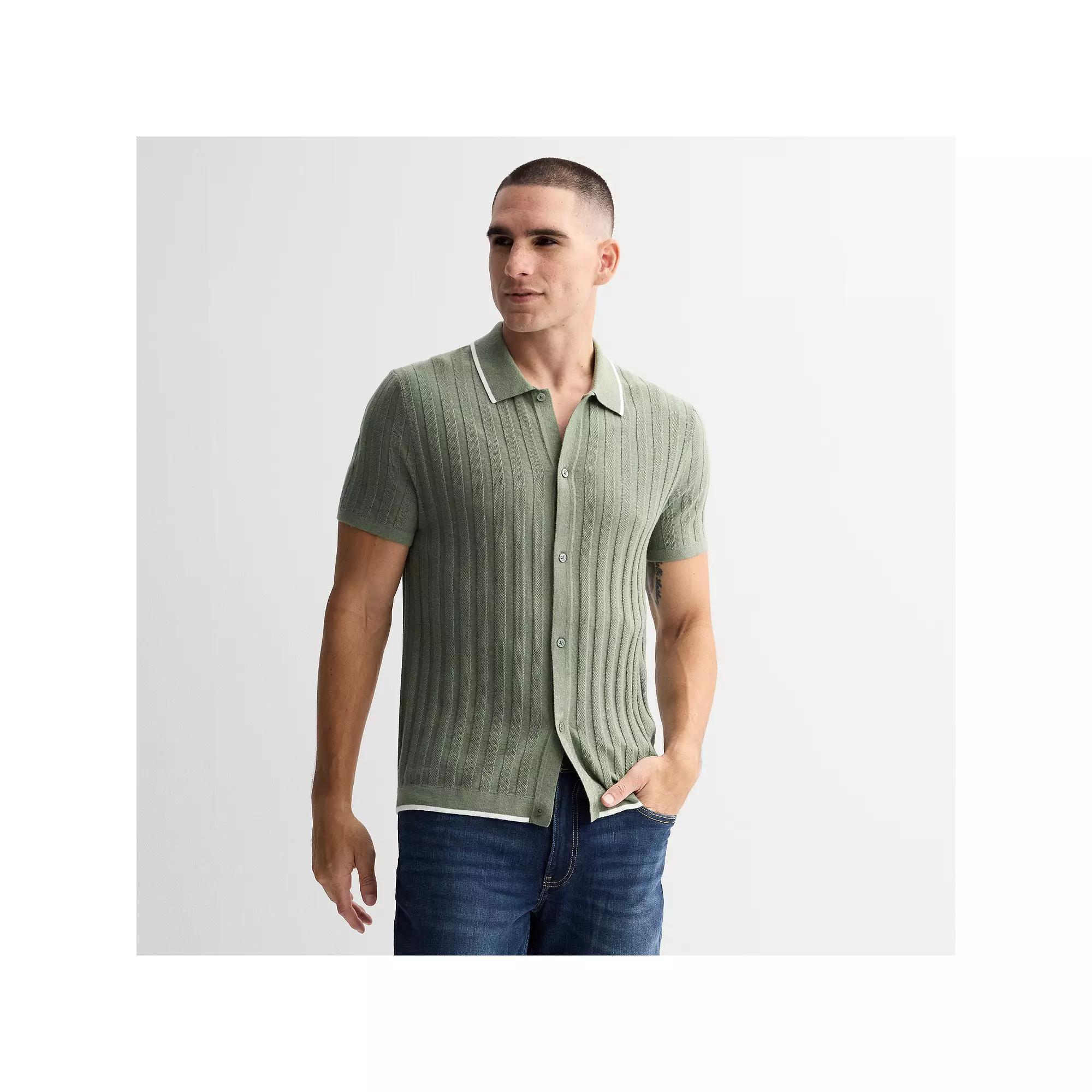 Men's Apt. 9 Textured Stripes Knitted Sweater, Size: XXL, Green Product Image