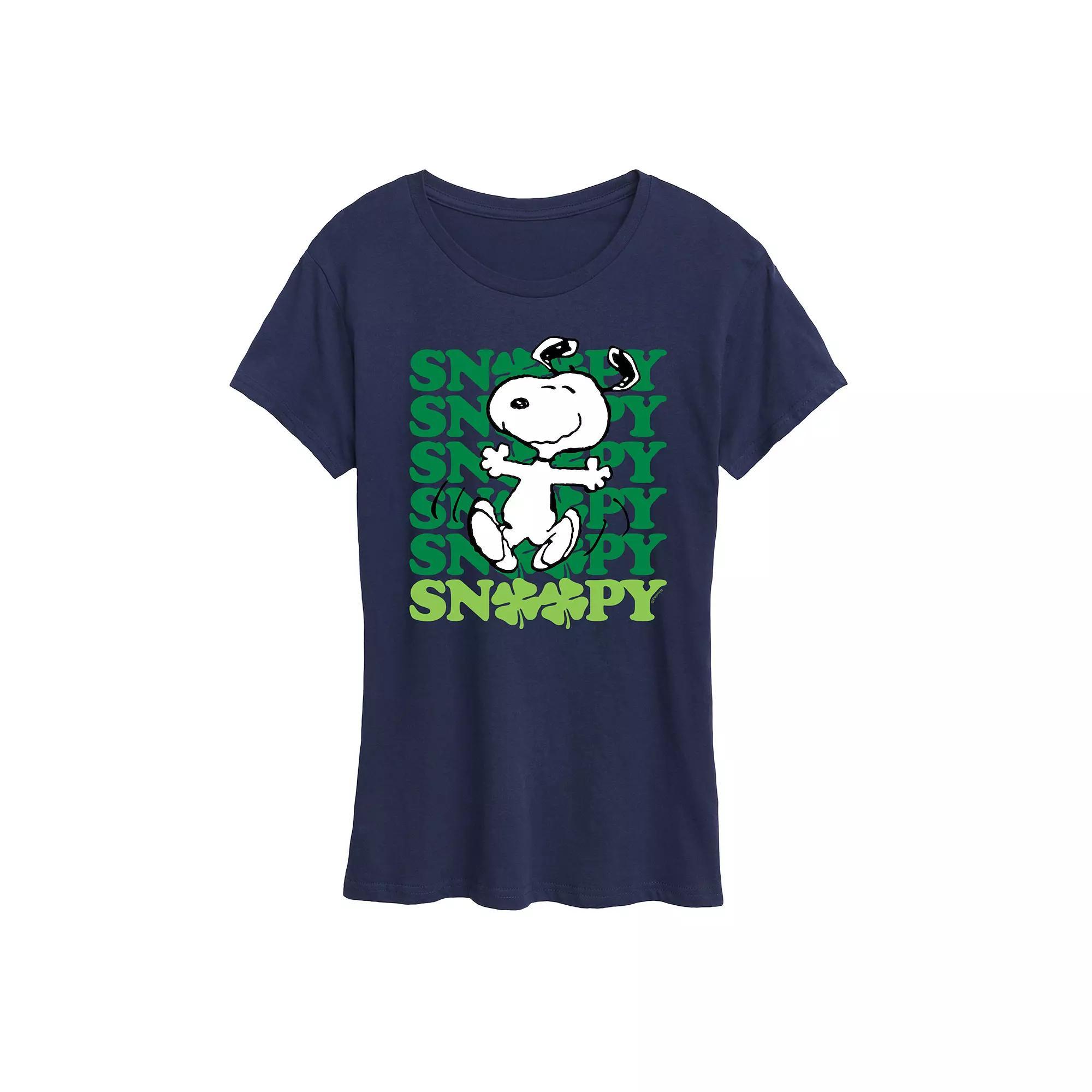 Womens Peanuts Snoopy Clover Dance Graphic Tee Heather Grey Product Image