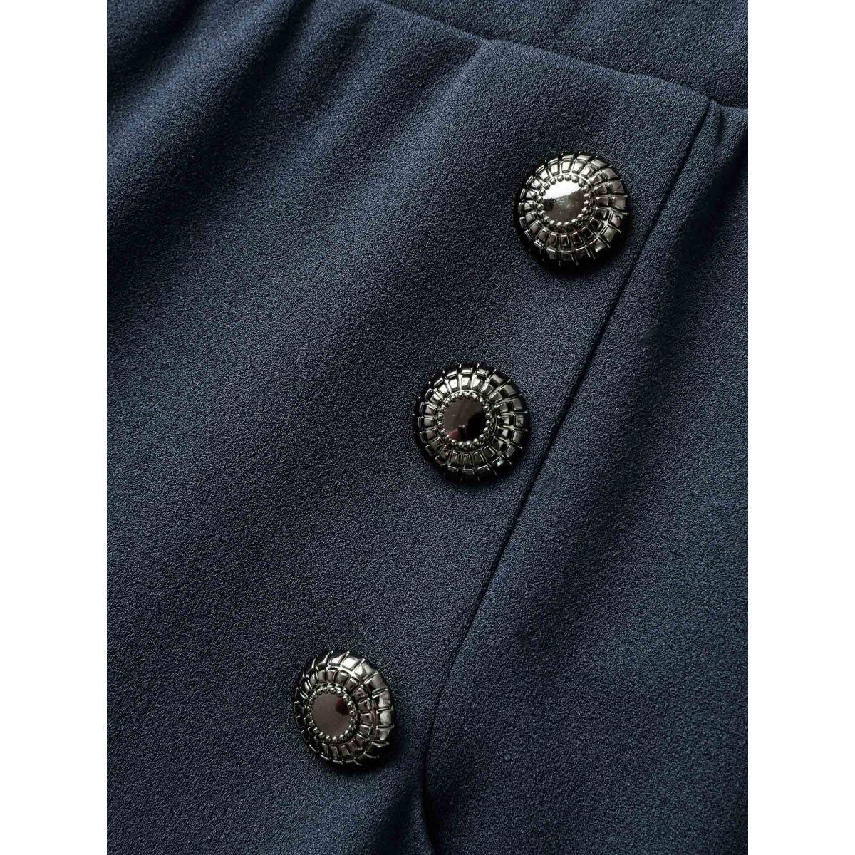 Plus Size Silver-Button Wide-Leg Pants Women Midnight Elegant Wide Leg Mid Rise Everyday Pants BloomChic 22-24/3X Product Image