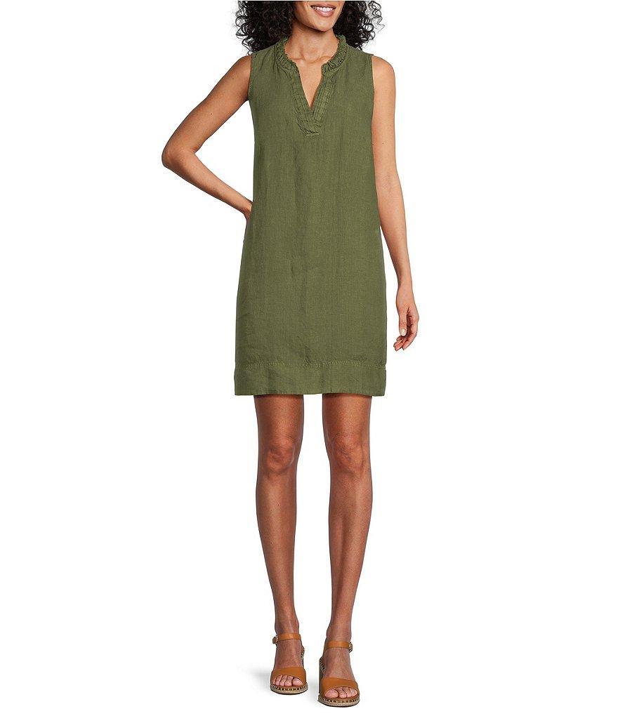 Tommy Bahama Ruffle Split V-Neck Sleeveless Side Pocket Dress Product Image
