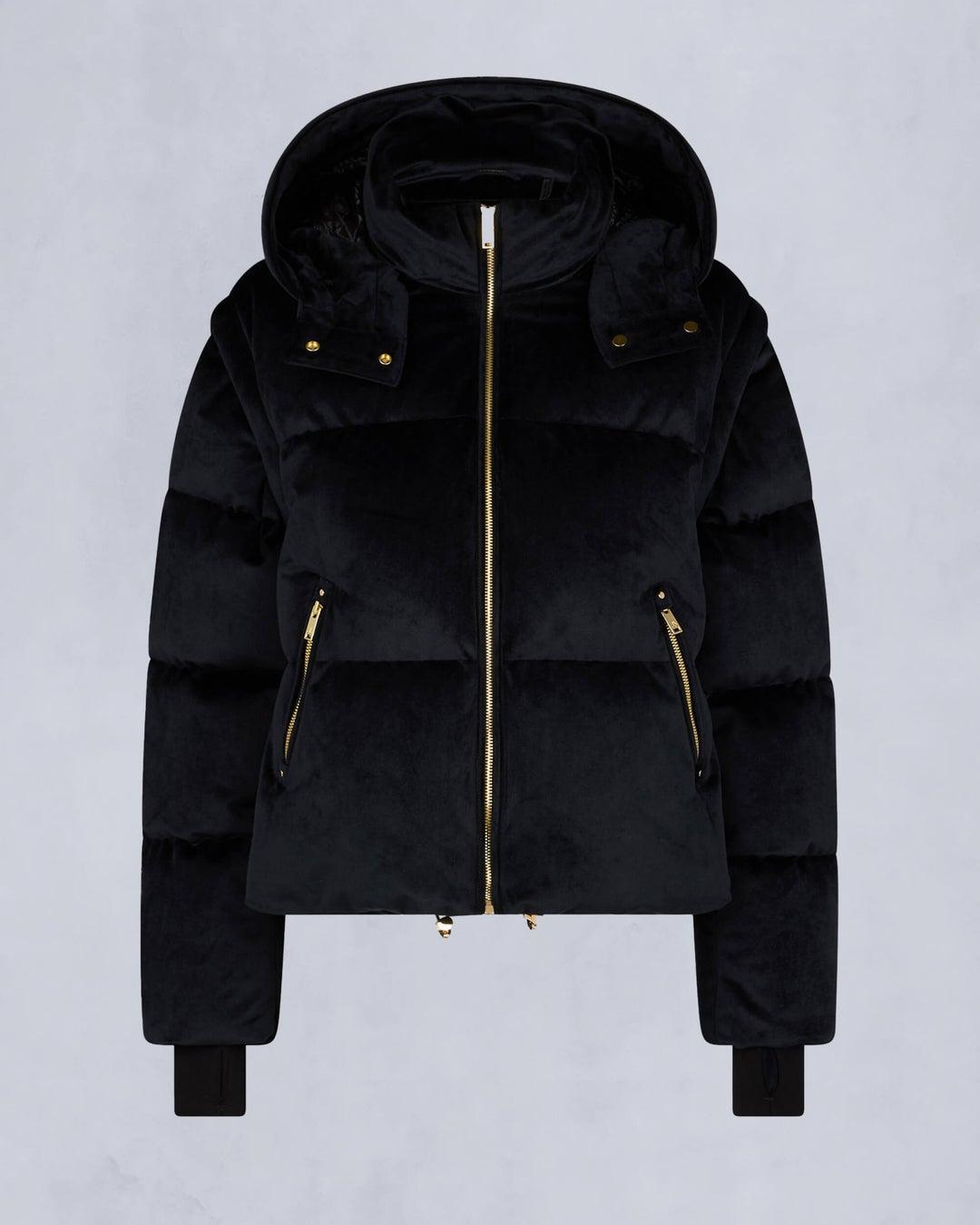 Moose Knuckles Womens Velour Misti Gold Puffer in Black Product Image