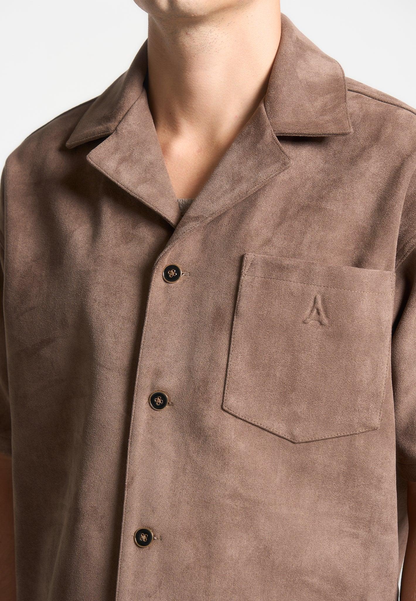 Boxy Suede Shirt - Brown Male Product Image